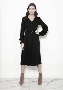 Sukienka z dekoltem v, suk189 czarny lanti urban fashion polski produkt, wysokiej jakości