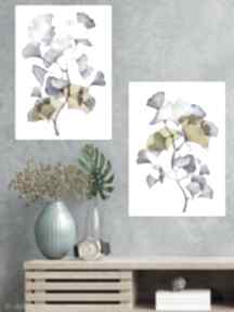 Miłorząb - 2 grafiki A4 plakaty justyna jaszke, plakat, rośliny