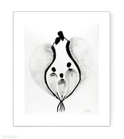 Grafika 40x50 cm wykonana ręcznie 3730343 art krystyna siwek czarno biała, abstrakcja