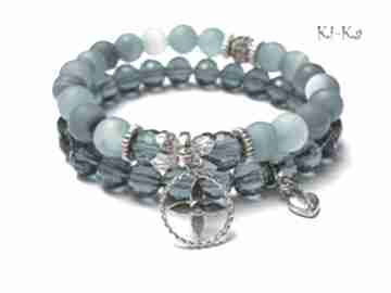 Bermuda blue vol duo agaty shamballa kryształki swarovski komplet