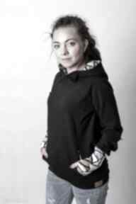 Bluza damska czarna z kolorowymi trójkątami 2xs - 3xl ketu style z kominem - z kapturem, na co