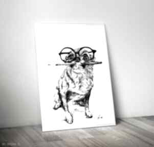 Pies okularach grafika cyfrowa wersja okulary skan rysunek