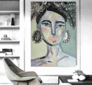 Duży obraz olejny portret kobiety hiszpańskiej carmenlotsu do salonu, obrazy na zamówienie