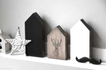 3 w stylu dekoracje wooden love domki, domek, dom, jeleń, skandynawski