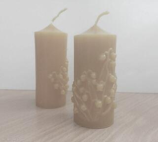 Klasyczne świece wykonane ręcznie z naturalnego wosku pszczelego, kpl 2 szt świeczniki arte