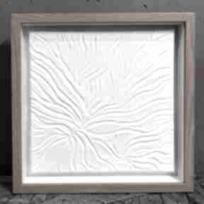 Obraz strukturalny w ramce minimalistyczny prezent 30x30 cm wielgosz art, mały, biały dodatek