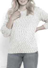 Melanżowy sweter - swe244 beżowy melanż mkm swetry
