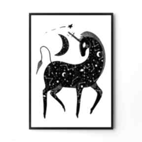 Black 40x50 cm plakaty hogstudio unicorn, jednorożec, grafika dla dzieci, obrazek czarny plakat