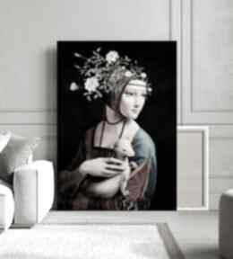 na dama z nowoczesna 50x70 cm - hogstudio obraz, płótnie, płótno, canvas, z łasiczką