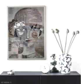 Plakat 50x70 cm - dama z perłą plakaty gabriela krawczyk, wydruk, twarz, postać, kobieta
