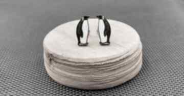 Kolczyki drewniane pingwiny siamil art pingwin, ptaki