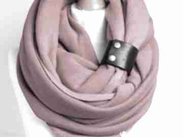 Różowy bawełniany z paskiem, modny zimowy - zolla kominy pracownia komin, tuba, szalik, zapinka