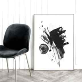 Plakat abstrakcja biało czarna z różem - format 50x70 cm plakaty hogstudio, do domu, salonu
