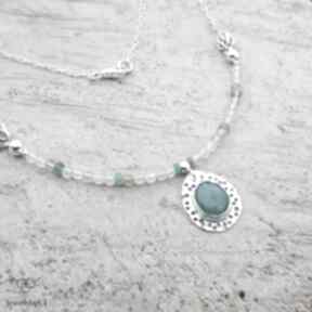 Cytryn z zielenią II - naszyjnik jewelsbykt srebrny, z kamieniami, szmaragd, na prezent