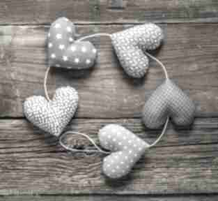 Sercowa szara girlanda, 5 serc myk studio serce, dekoracja, prezent, zawieszka, bawełniane