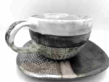 Komplet "etno"3 ceramika eva art rękodzieło, filiżanka z gliny, do kawy, użytkowa, ręczna