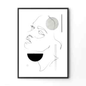 Plakat one line z różem - format 30x40 portret kobieta geometria plakaty hogstudio