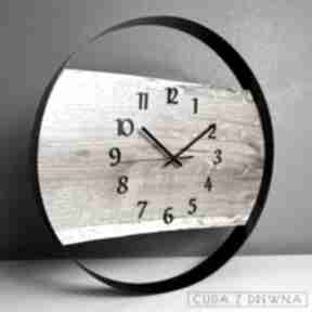 Zegar drewniany na scianę średnica 50 cm stalowa obręcz 100% personalizacja produktu zegary