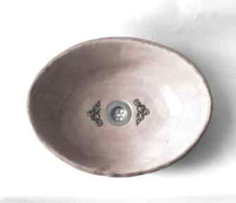 Ceramiczna umywalka ceramika ceramystiq studio rózowa, owalna, nablatowa