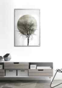 Minimalistyczny plakat do salonu zachód. Drzewo słońce plakaty do sypialni futuro