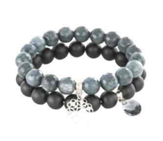 Blackstone navy blue jade with pendants jadeit swarovski zestaw