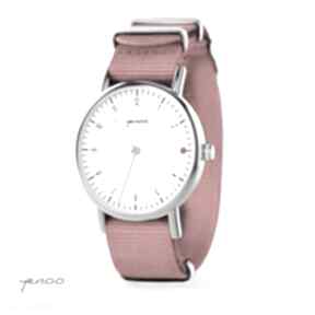 Zegarek, bransoletka - simple elegance, biały czerwony, nato zegarki yenoo, klasyczny