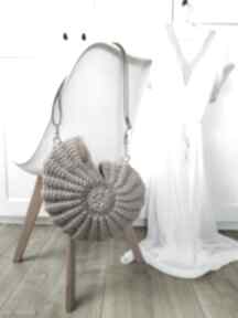 Torebka muszla ze sznurka bawełnianego seashell bag na ramię babemi love muszelka, ecru