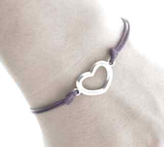 Simply charm violet twine with heart sznurek serce delikatna