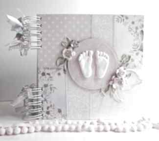 Album ze stopami kwiatowy scrapbooking albumy zuziucha, dziewczynka, pamiątka, chrzest