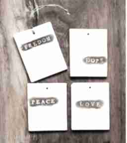 4 x zawieszki ceramiczne dekoracje wooden love, napis, litera