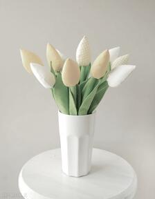 Żółte tulipany, bawełniany bukiet dom jobuko kwiaty, kwiatki, wazon