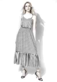 Sukienka w paski z falbaną kasia miciak design, wiskoza, lato, ramiączka - maxi