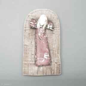 Aniołek roztropny na desce II ceramika santin, prezent, oryginalny, dekoracja, na ścianę