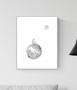 Grafika A4 malowana ręcznie, abstrakcja, styl skandynawski, czarno biała, 2822914 art krystyna