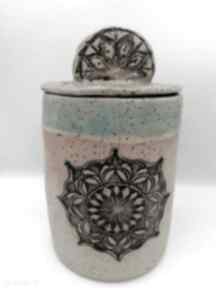 Pojemnik "mandala w turkusie" 4 ceramika eva art rękodzieło, z gliny, z użytkowa, ręcznie