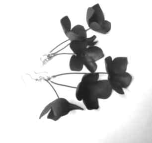 Kolczyki kwiaty czarne długie lekkie hipi