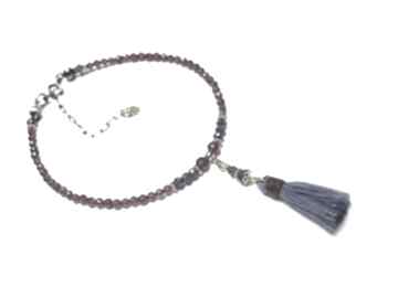 Garnet bransoletka granaty granat lapis lazuli szafir boho chwost