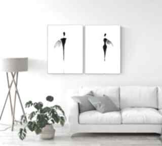 Zestaw 2 50x70 cm wykonanych ręcznie, abstrakcja, elegancki minimalizm art krystyna siwek