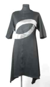 Silver leaf sukienka efektowna dresowa czarna asymetryczna midi