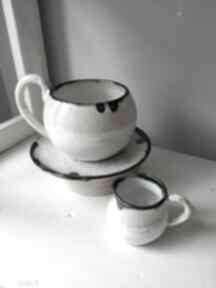 Filiżanka ze spodkiem i dzbanuszkiem ceramika kate maciukajc do kawy, prezent, herbaty