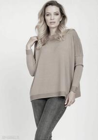 Dzianinowa bluza - swe22 mkm mocca swetry lekki, luźny, oversize, wyjściowy, dzianina