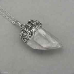 Wisiorek, talizman, kryształ górski, amulet, surowa biżuteria wire wrapping agata