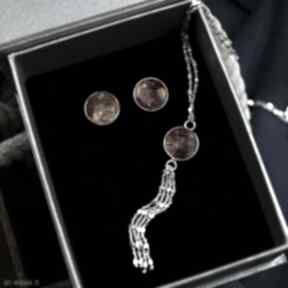Komplet biżuterii z bursztynem: naszyjnik i kolczyki srebro