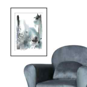Błękitna o wymiarach 40cm x 52cm ajan art akwarela, abstrakcja, las, ręcznie malowane, obrazy