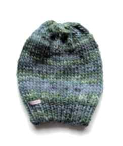 Kolorowa czapka the wool art, na głowę, wełniana, drutach, prezent
