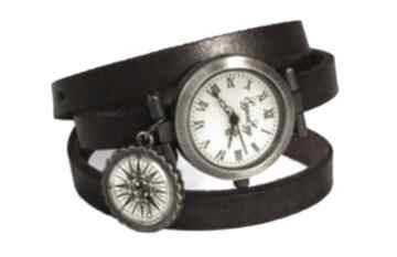 Kompas zegarek bransoletka skórzanym pasku skórzany rękę busola