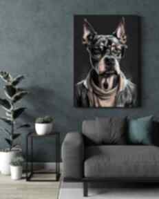 Portret psa hipsterskiego - shadow wydruk na płótnie 50x70 cm B2 zwierzaki justyna jaszke