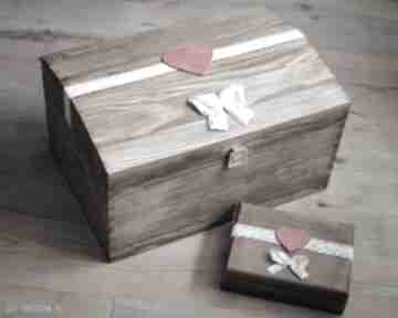 Zestaw drewnianych pudełek - na koperty i obrączki ślub biala konwalia drewno, pudełka, eko