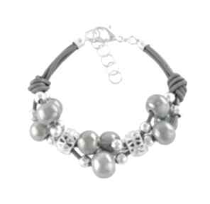 Grapes bracelet grey ceramika rzemień bransoleta kolorze szarym