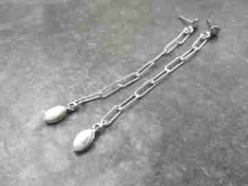 Biała dama kolczyki srebrne lahovska z perłami - srebro, długie, lekkie